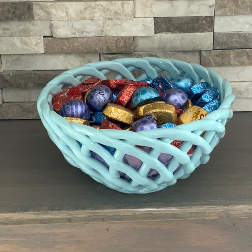 Woven Blue Glass Bowl